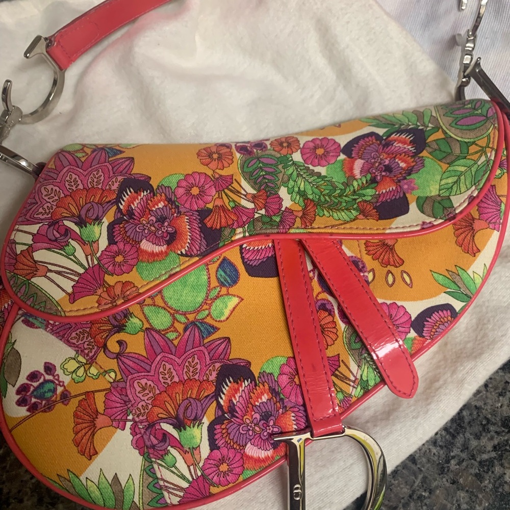 Vintage Dior floral Saddle 2004 John Galliano era, Rare!